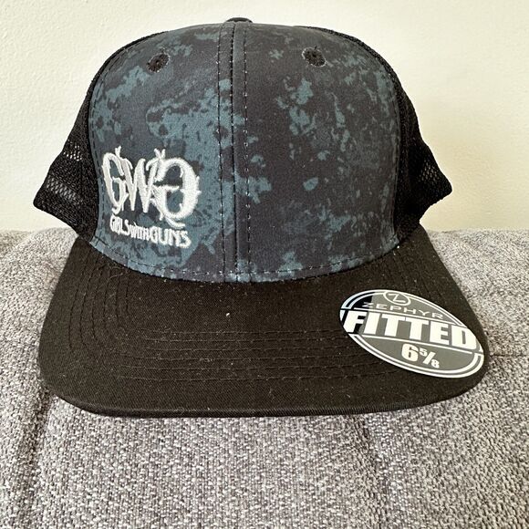 Y2K Girls With Guns Mesh Trucker Snapback Hat Black GWG Hunting Shooting Gothic - Picture 1 of 7